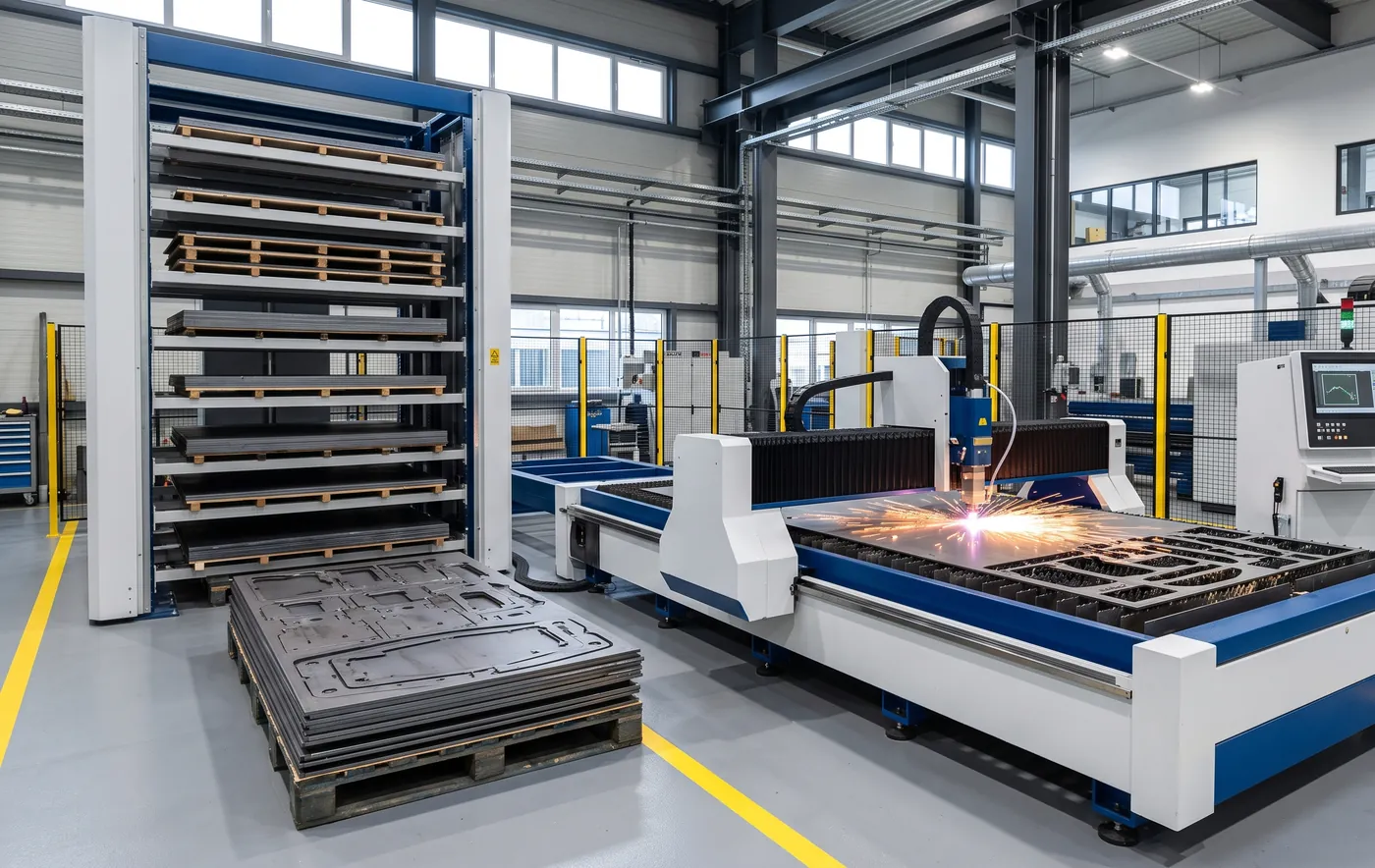 Laser cutting in a fabrication shop